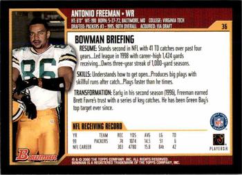 2000 Bowman #36 Antonio Freeman Back