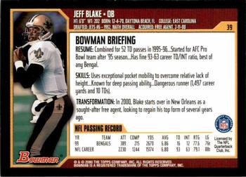 2000 Bowman #39 Jeff Blake Back