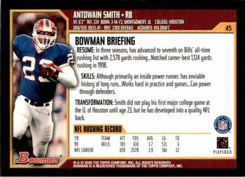 2000 Bowman #45 Antowain Smith Back