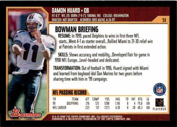 2000 Bowman #51 Damon Huard Back