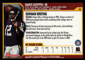 2000 Bowman #66 Daunte Culpepper Back