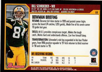 2000 Bowman #69 Bill Schroeder Back