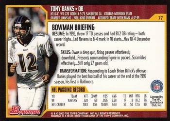 2000 Bowman #77 Tony Banks Back