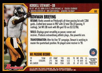 2000 Bowman #80 Kordell Stewart Back
