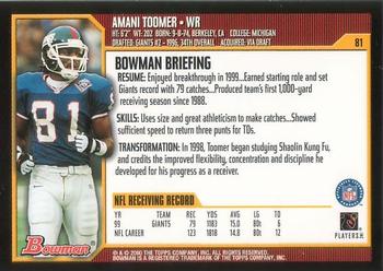 2000 Bowman #81 Amani Toomer Back