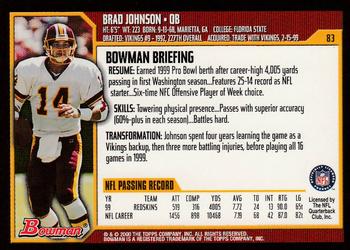 2000 Bowman #83 Brad Johnson Back
