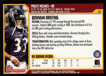 2000 Bowman #95 Priest Holmes Back