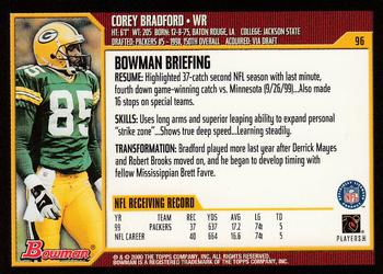 2000 Bowman #96 Corey Bradford Back
