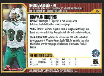 2000 Bowman #104 Oronde Gadsden Back
