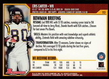 2000 Bowman #113 Cris Carter Back