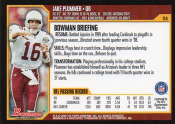 2000 Bowman #114 Jake Plummer Back