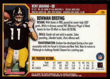 2000 Bowman #115 Kent Graham Back