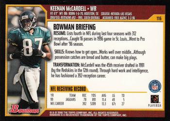 2000 Bowman #116 Keenan McCardell Back