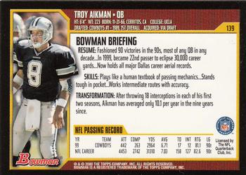 2000 Bowman #139 Troy Aikman Back