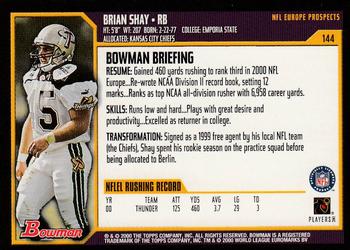 2000 Bowman #144 Brian Shay Back