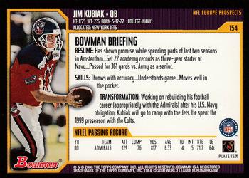 2000 Bowman #154 Jim Kubiak Back