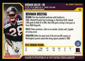 2000 Bowman #161 Norman Miller Back