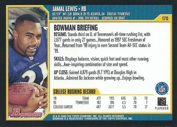 2000 Bowman #170 Jamal Lewis Back