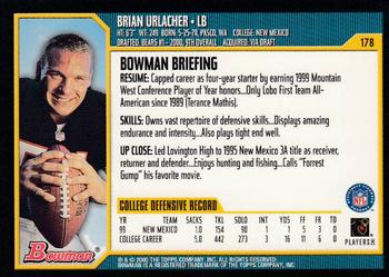 2000 Bowman #178 Brian Urlacher Back