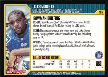 2000 Bowman #186 J.R. Redmond Back