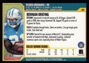 2000 Bowman #189 Reuben Droughns Back