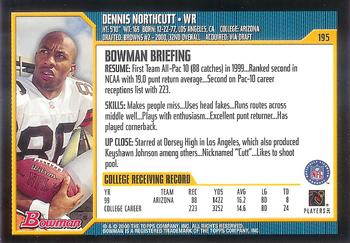 2000 Bowman #195 Dennis Northcutt Back
