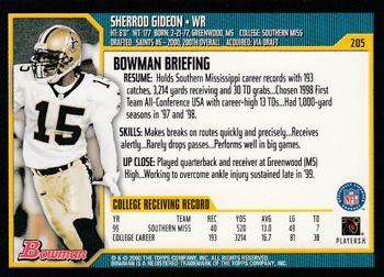 2000 Bowman #205 Sherrod Gideon Back