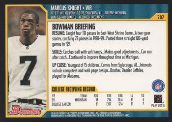 2000 Bowman #207 Marcus Knight Back