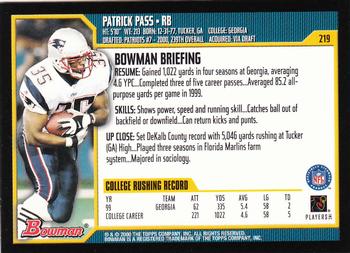 2000 Bowman #219 Patrick Pass Back