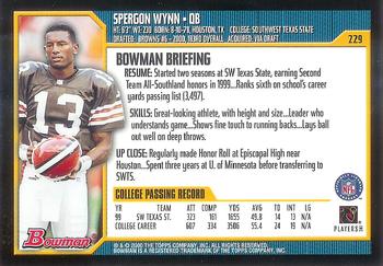 2000 Bowman #229 Spergon Wynn Back