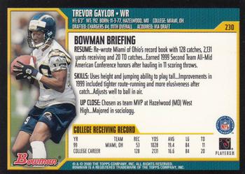 2000 Bowman #230 Trevor Gaylor Back