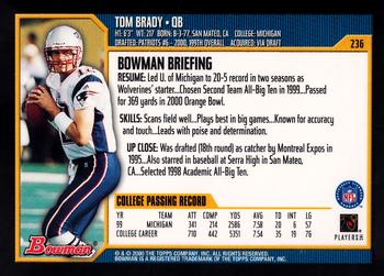 2000 Bowman #236 Tom Brady Back