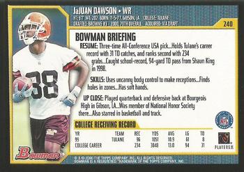 2000 Bowman #240 JaJuan Dawson Back