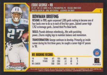 2000 Bowman Chrome #1 Eddie George Back