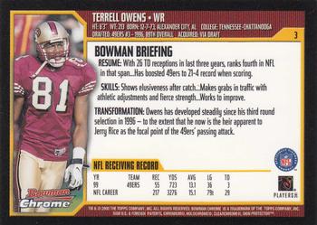 2000 Bowman Chrome #3 Terrell Owens Back