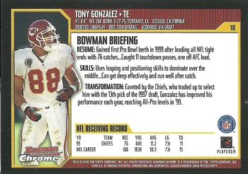 2000 Bowman Chrome #10 Tony Gonzalez Back