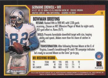 2000 Bowman Chrome #13 Germane Crowell Back