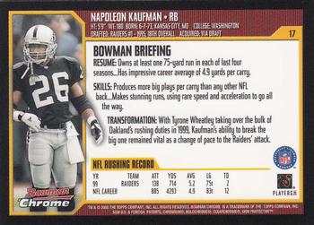 2000 Bowman Chrome #17 Napoleon Kaufman Back