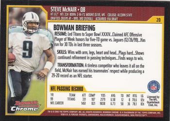 2000 Bowman Chrome #20 Steve McNair Back