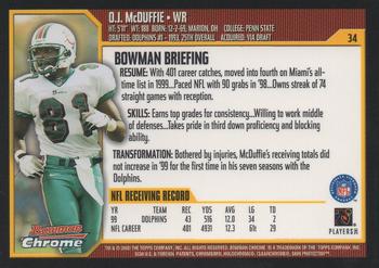 2000 Bowman Chrome #34 O.J. McDuffie Back