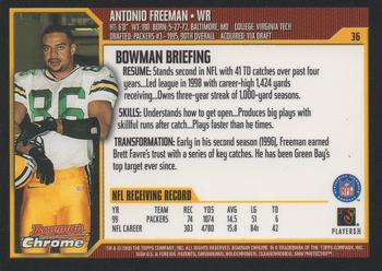 2000 Bowman Chrome #36 Antonio Freeman Back