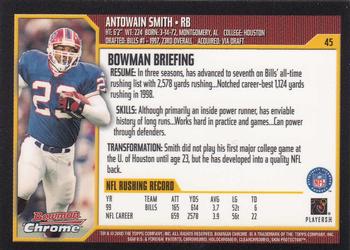 2000 Bowman Chrome #45 Antowain Smith Back