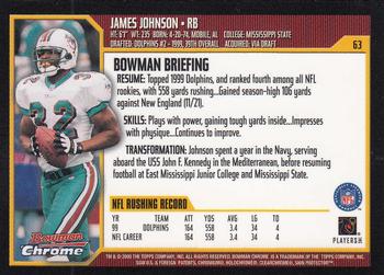 2000 Bowman Chrome #63 James Johnson Back