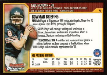 2000 Bowman Chrome #71 Cade McNown Back