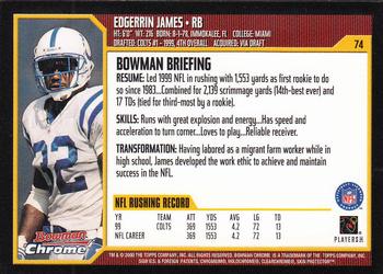 2000 Bowman Chrome #74 Edgerrin James Back