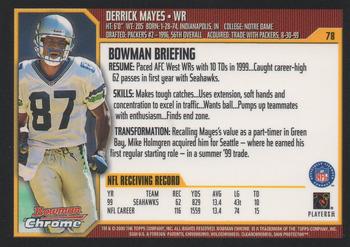 2000 Bowman Chrome #78 Derrick Mayes Back