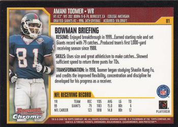 2000 Bowman Chrome #81 Amani Toomer Back