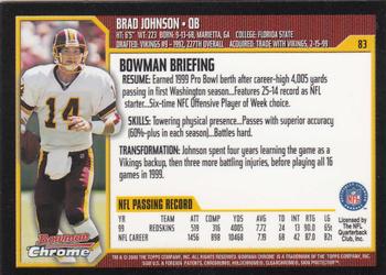 2000 Bowman Chrome #83 Brad Johnson Back