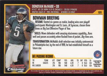 2000 Bowman Chrome #109 Donovan McNabb Back