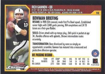 2000 Bowman Chrome #110 Rich Gannon Back